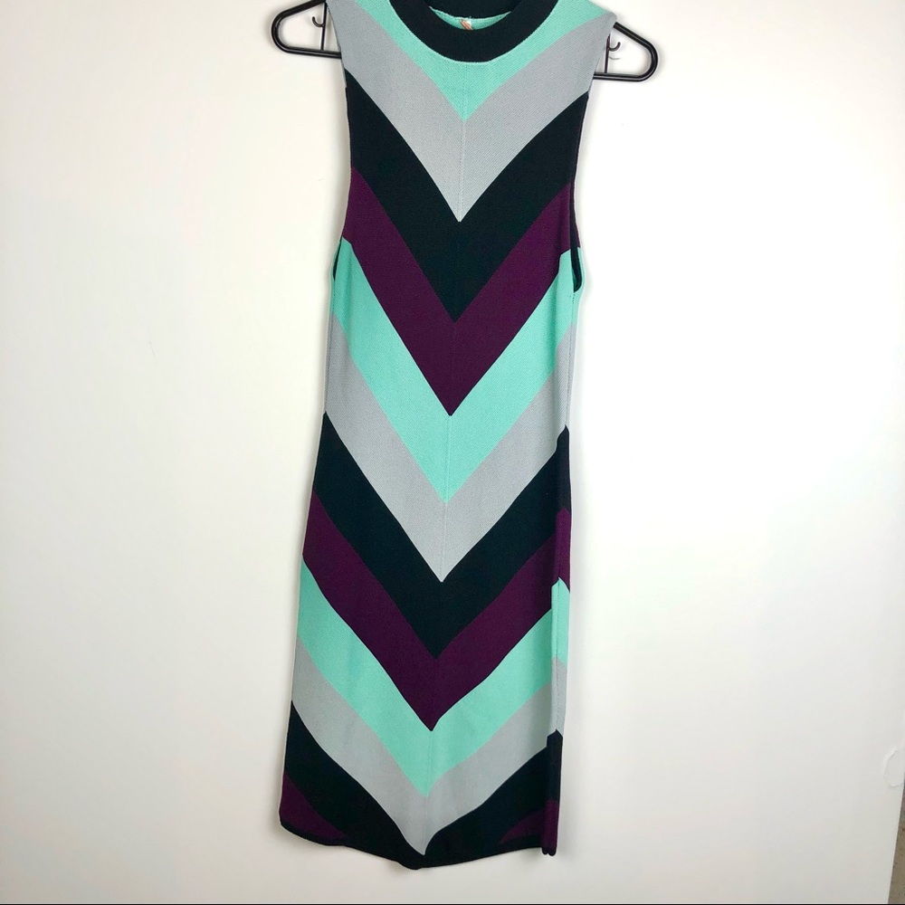 NEW Free People I Got You Chevron Striped Bodycon Sleeveless Knit Dress Medium - Picture 5 of 9